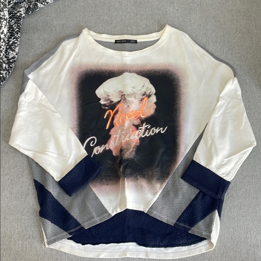 Women's Long Sleeve Tee - White and Blue